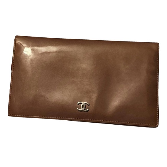 AUTHENTIC CHANEL Vintage 2000 Patent Leather Interlocking C CC Long Wallet y2k - Picture 1 of 16